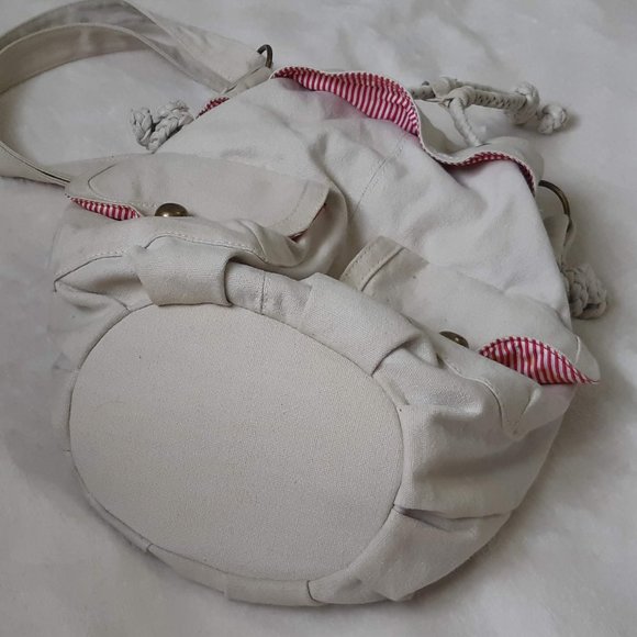 Bluenotes | Cream Canvas Drawstring Bucket Bag - Picture 6 of 9